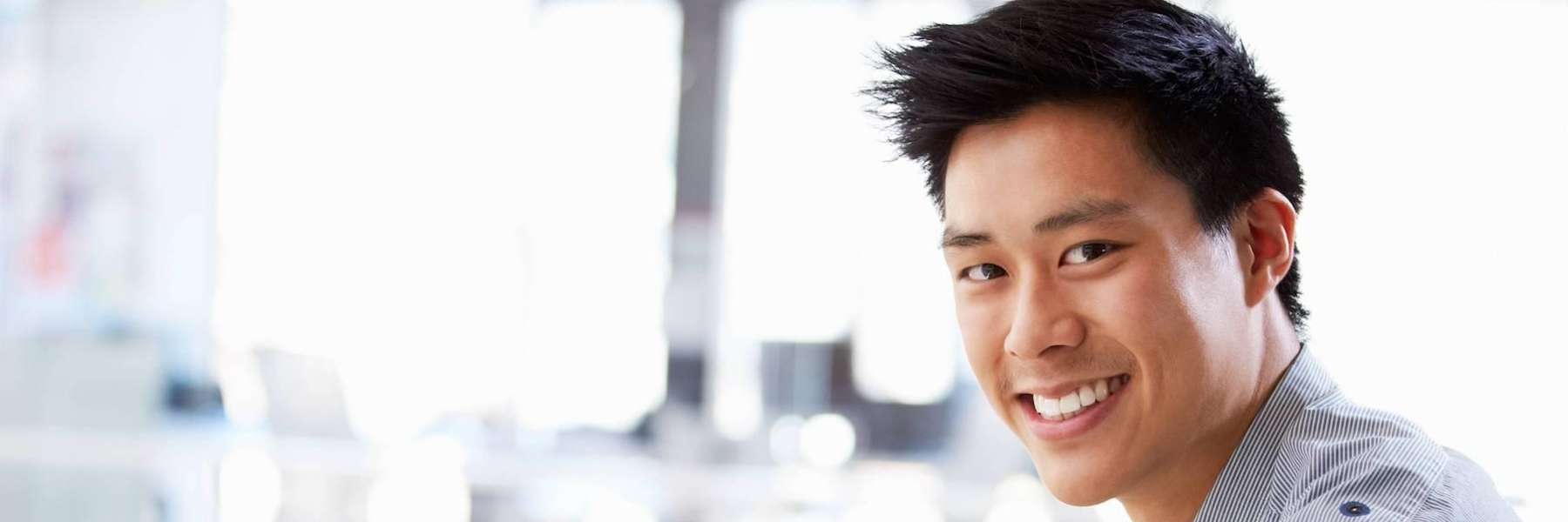 asian man with white teeth